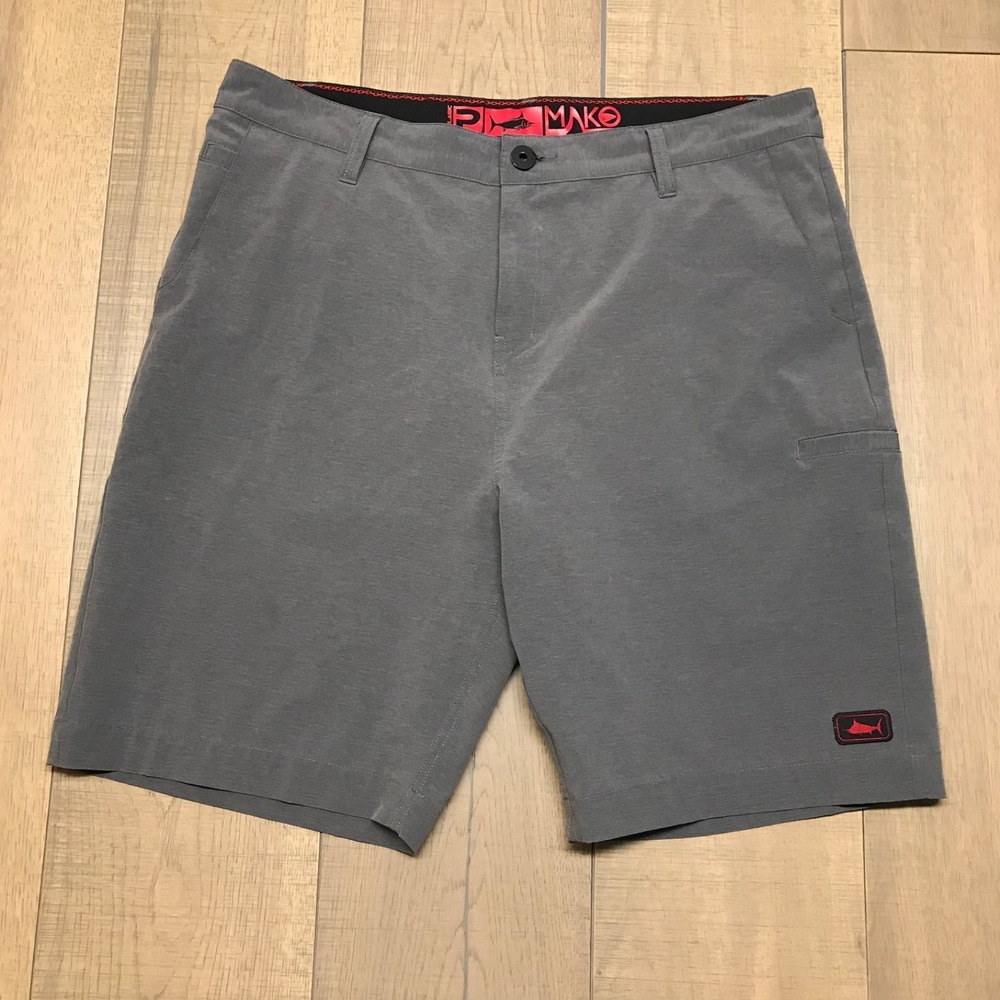 Pelagic Mako Shorts Mens Size 36 Gray Hybrid Fishing Performance Stretch Outdoor
